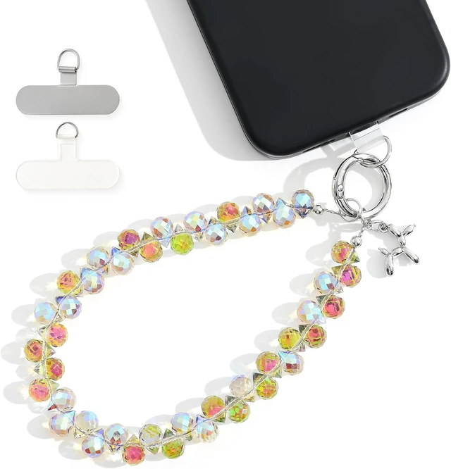 Alt view image 2 of 7 - Sparkling Beaded Phone Wrist Strap with Box D-Rainbow