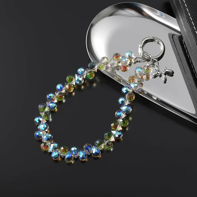Alt view image 6 of 7 - Sparkling Beaded Phone Wrist Strap with Box D-Rainbow