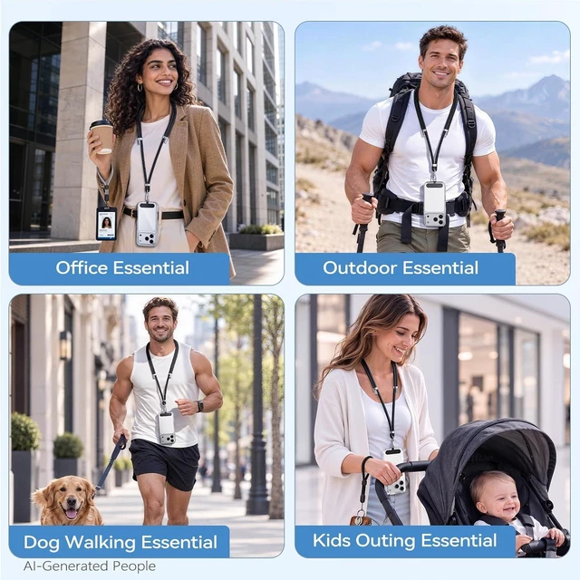 Alt view image 7 of 7 - for Phone Lanyard Anti?Theft Portable Essentials Black+Grey
