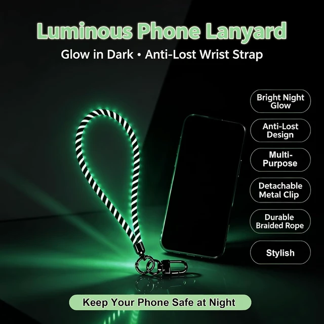 Alt view image 2 of 7 - Luminous Phone Lanyard - Phone Wrist Strap with Glow in the Dark
