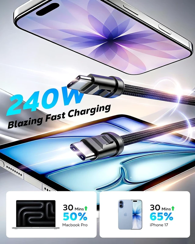 Alt view image 3 of 7 - Phone Wrist Strap Charging Cable USB-C to USB-C Cable with 240W Fast Charging 0.98FT Anti Theft Phone Lanyard for iPhone//Android Daily & Outdoor Activities Cute Paw Print Black