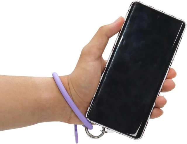 Alt view image 3 of 5 - 2 Pcs Heart Loop Phone Lanyard Silicone Wrist Strap Universal Key Chain Holder with Back Patch