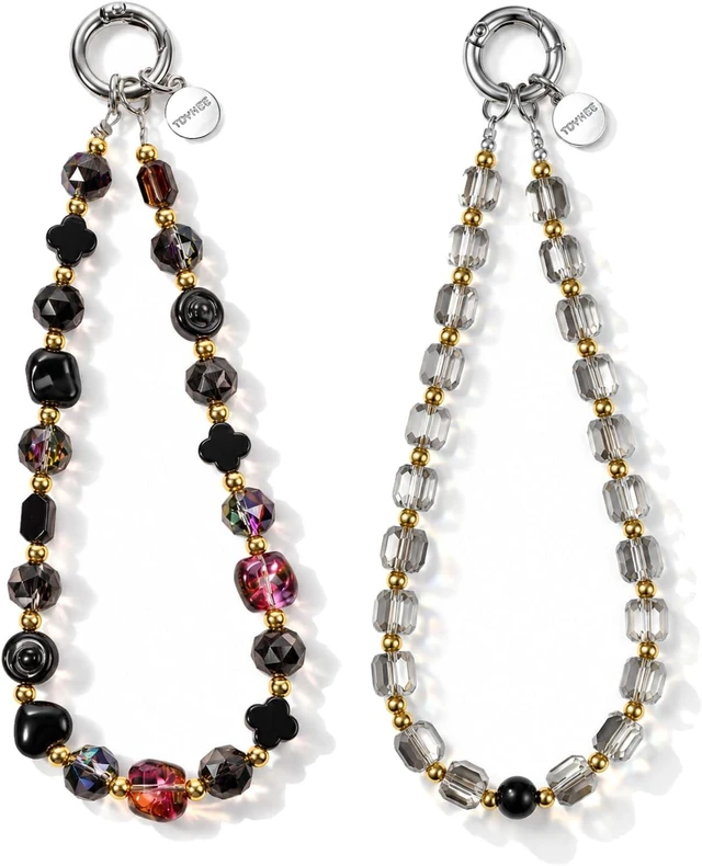 Main image of 2 Pcs Phone Charm Beaded Phone Wrist Strap Keychain for Women