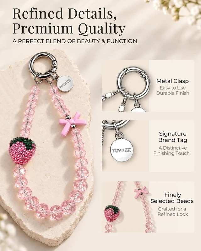 Alt view image 4 of 7 - 2 Pcs Phone Charm Beaded Phone Wrist Strap Keychain for Women