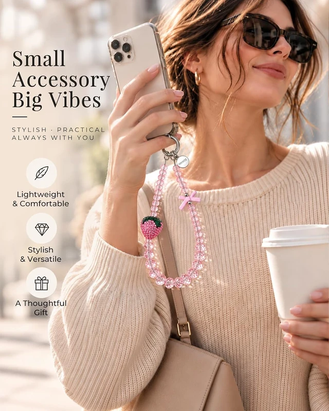 Alt view image 7 of 7 - 2 Pcs Phone Charm Beaded Phone Wrist Strap Keychain for Women