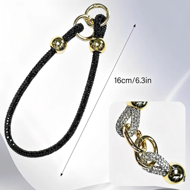 Alt view image 5 of 7 - Rhinestone Phone Charm Wrist Strap Detachable Diamond HL Silver