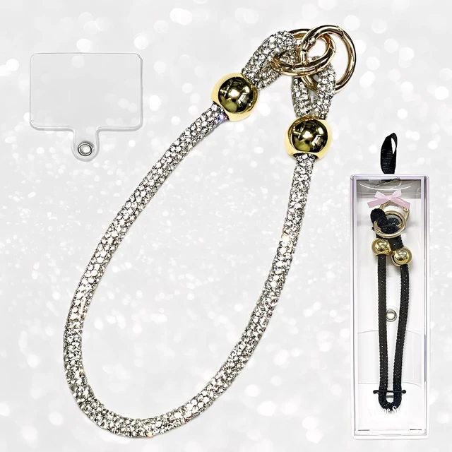 Alt view image 6 of 7 - Rhinestone Phone Charm Wrist Strap Detachable Diamond HL Silver