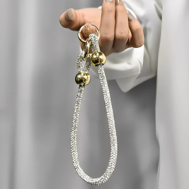 Alt view image 7 of 7 - Rhinestone Phone Charm Wrist Strap Detachable Diamond HL Silver