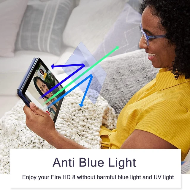 Alt view image 3 of 6 - Anti-Blue Light Screen Protector (2 Pack) for All-New Fire HD 8/8 Plus/Kids (12th/10th Gen 2024/2022/2020) 8-inch Matte Anti-Glare Fingerprint HD Clear Shield PET Film Tablet Filter