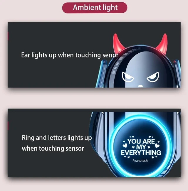 Alt view image 4 of 7 - Cute Red Demon Gothic Wireless Car Phone Charger Mount Auto Clamp Holder