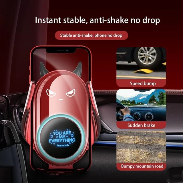Alt view image 6 of 7 - Cute Red Demon Gothic Wireless Car Phone Charger Mount Auto Clamp Holder