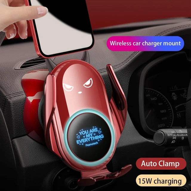 Alt view image 2 of 7 - Cute Red Demon Gothic Wireless Car Phone Charger Mount Auto Clamp Holder