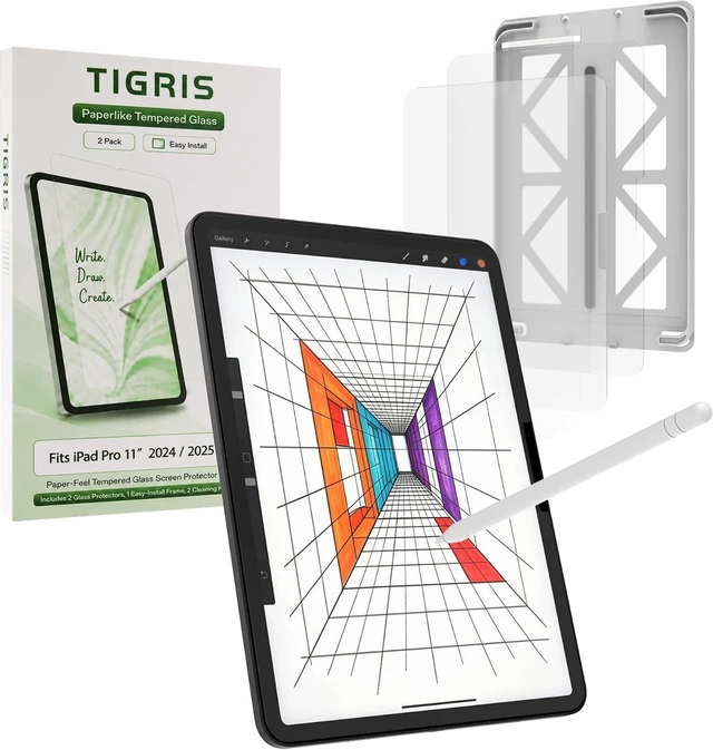 Main image of Paper-Feel Tempered Glass Screen Protector for iPad Pro 11 M4/M5 2PK