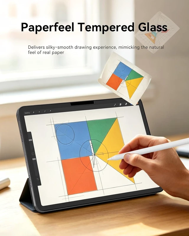 Alt view image 2 of 7 - Paper-Feel Tempered Glass Screen Protector for iPad Pro 11 M4/M5 2PK