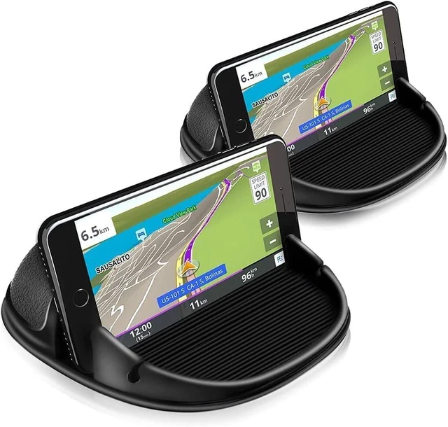 Main image of 2 Pack Dashboard Car Phone Holder Mount Universal Cell Phone Automobile Cradles Ultra Stable Slip Free Hands Free Car Accessories Compatible for iPhone Most Smartphones and GPS