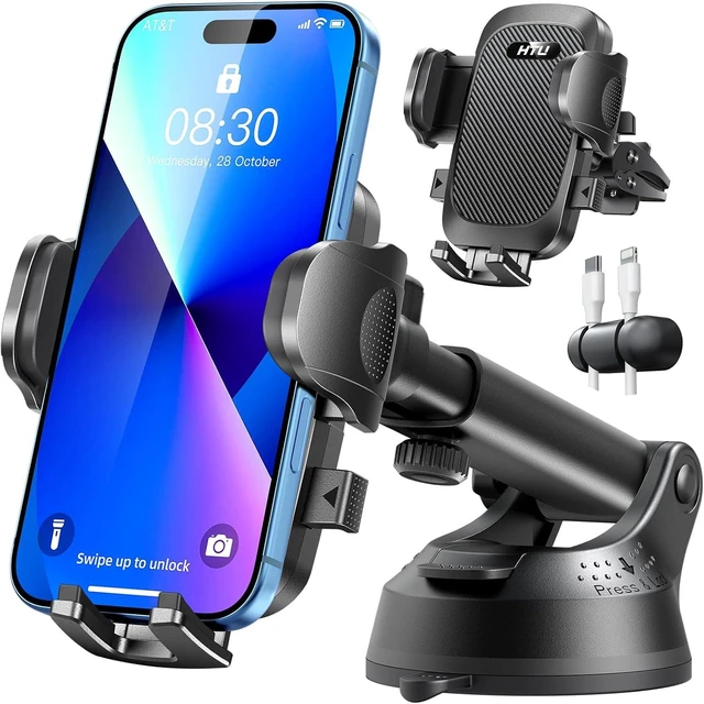 Main image of Car Phone Holder2026 Upgraded 100+LBS Suction & Safety Cert Cell Phone Car Mount for Truck Heavy Duty Phone Holder for Dashboard/Windshield/Vent for iPhone 17 16 Pro Max Dark Black