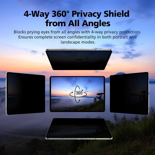 Alt view image 2 of 6 - Magnetic & Nano Adsorption 360° 4-Way Privacy Screen Protector for Galaxy Tab S9 11 inch