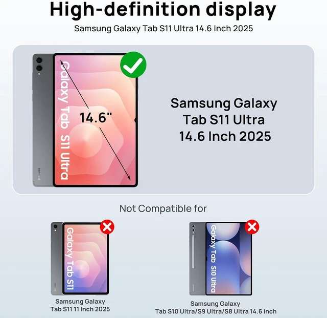 Alt view image 2 of 7 - Case for Galaxy Tab S12 Ultra/ S11 Ultra 14.6 2026 2025 Full-Body Drop Protective Case with Screen Protector Pen Holder 360° Rotate Hand Strap & Stand Shoulder Strap Black