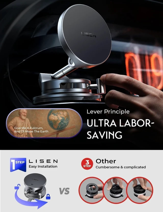 Alt view image 5 of 7 - Qi2.2 25W MagSafe Car Mount Charger Magnetic Wireless Car Charger