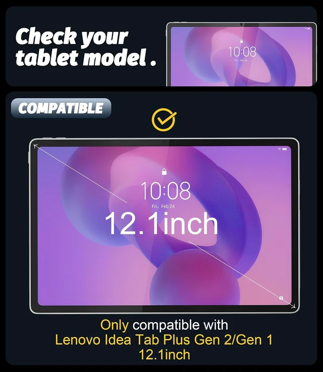 Alt view image 2 of 7 - (2 Pack Compatible for 12.1 Lenovo Idea Tab Plus Gen 2/Gen 1 / Lenovo Tab K12 (2025) Tempered Glass Screen Protector Protector De Pantalla 9H High Definition Anti-Scratch Bubble-Free