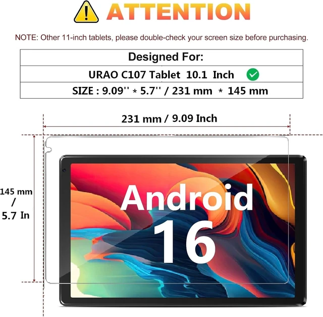 Alt view image 2 of 6 - for URAO C107 Android 16 15 Tablet 10.1 Inch Screen Protector 10