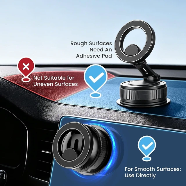 Alt view image 4 of 7 - Car Phone Holder for Magsafe 360 Degree Rotation Adjustable Car Phone Mount Dashboard Windshield Vacuum Magnetic Holder for All Cellphone
