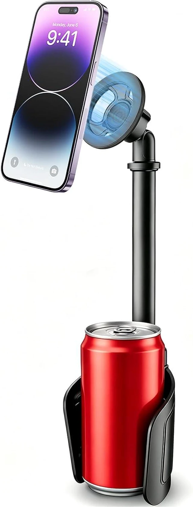 Main image of Magnetic Cup Holder Phone Mount for Car 2 in 1 One-Hand Operation