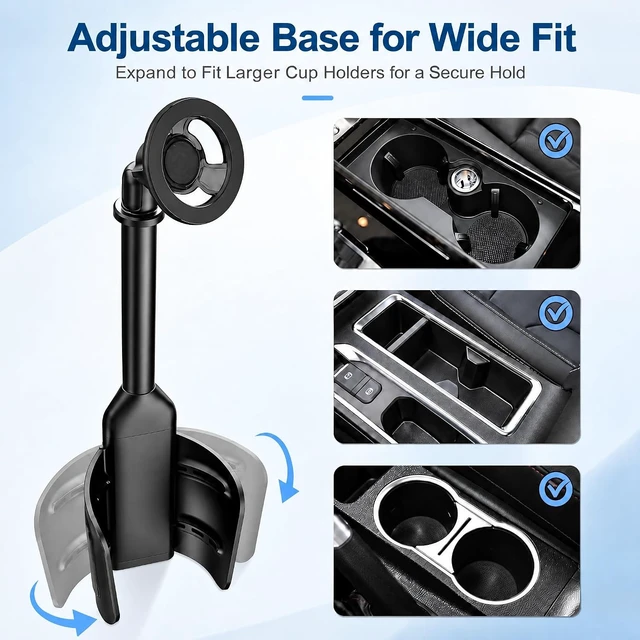 Alt view image 4 of 7 - Magnetic Cup Holder Phone Mount for Car 2 in 1 One-Hand Operation