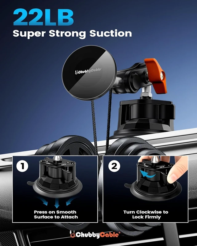 Alt view image 3 of 7 - ChubbyGrip Magnetic Car Phone Mount with Heavy-Duty Suction Cup