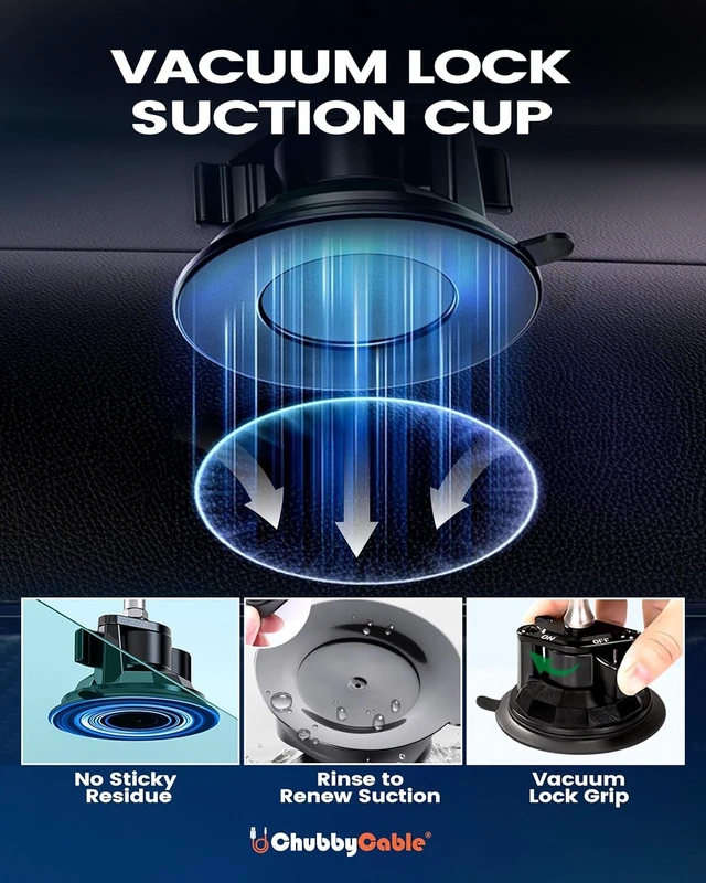 Alt view image 4 of 7 - ChubbyGrip Magnetic Car Phone Mount with Heavy-Duty Suction Cup