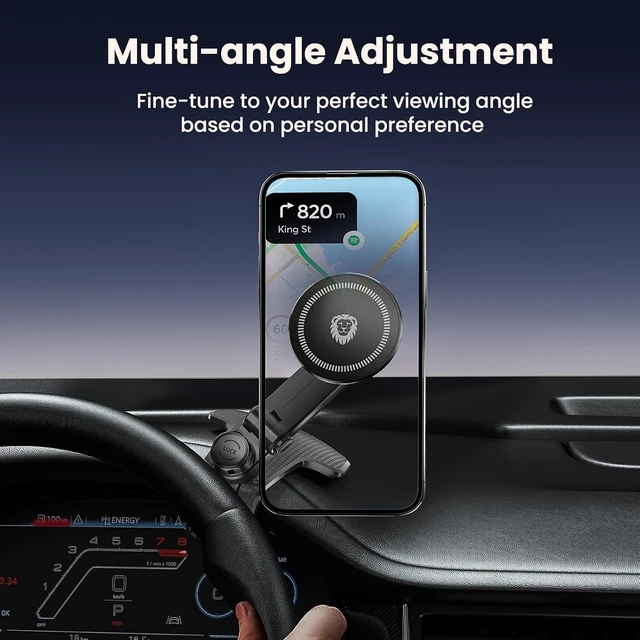Alt view image 5 of 6 - Universal 360-Degree Rotating Car Phone Holder Multifunctional Dashboard Phone Mount with Clip for All Smartphones Secure Flexible Grip for Car Dash & Rearview Mirror