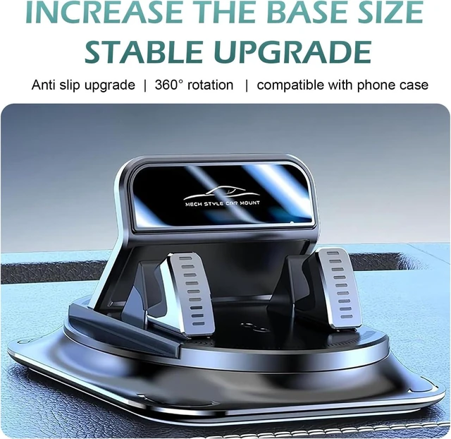 Alt view image 4 of 7 - Car Dashboard Phone Holder Anti-Slip Grips & One-Hand Operation Cell Phone Holder 360 Degree Adjustable Dashboard Navigation Mount Universal for Most Cars (Black)