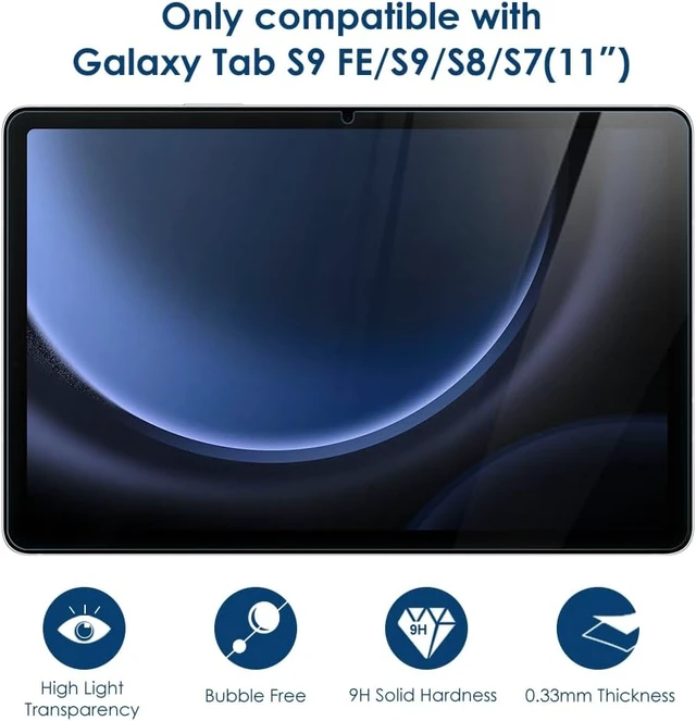 Alt view image 5 of 6 - 2-Pack Screen Protector Compatible with Galaxy Tab S9 FE 10.9/ S9/ S8/ S7 11.0 Tempered Glass Film Anti-Scratch 9H Hardness Easy Installation (SM-X710/X700/X706/T870/T875/T878)