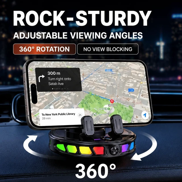 Alt view image 6 of 7 - 15W MagSafe Car Mount Charger with 7-Color RGB Light Car Phone Holder for Your Car Horizontal Mode Wireless Charging 360° Rotating Strong Suction Mount for iPhone 17 Pro Max 16 15 14 13 12