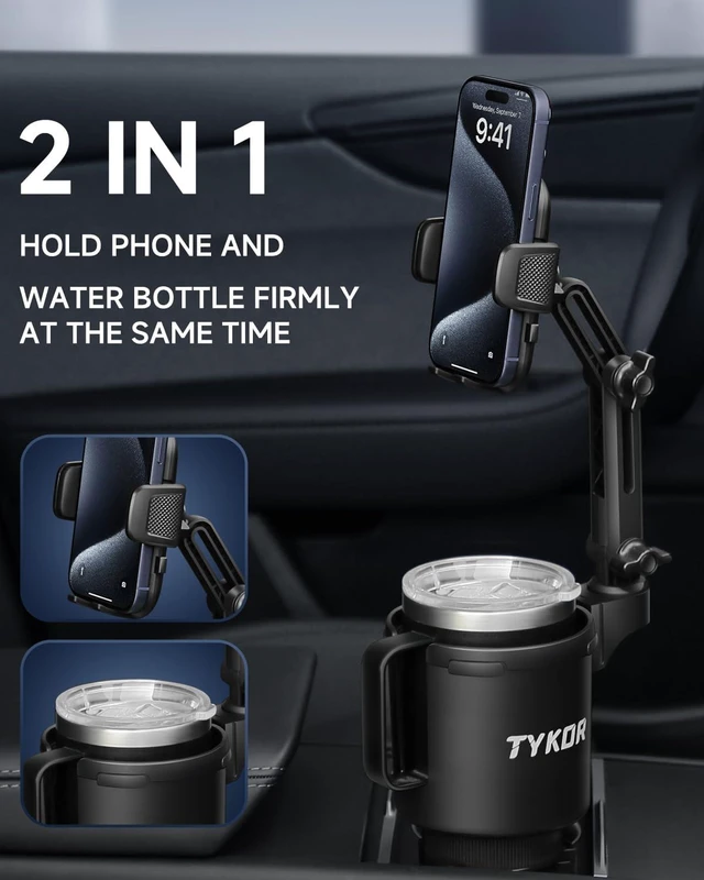 Alt view image 2 of 7 - Cup Holder Phone Holder for Your Car 2 in 1 Cup Holder Phone Mount