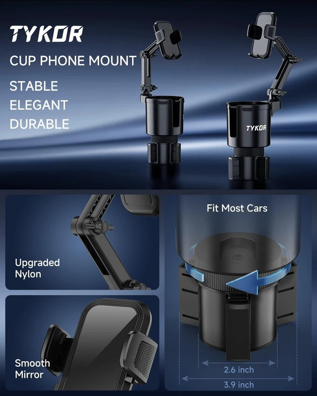 Alt view image 3 of 7 - Cup Holder Phone Holder for Your Car 2 in 1 Cup Holder Phone Mount