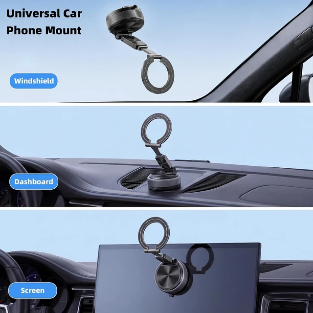 Alt view image 3 of 7 - Magnetic Phone Mount for Car Dashboard Detachable Base Hands-Free Cell Phone Holder 360° Rotatable Universal Vehicle Mount with Strong Adhesive Pad for GPS Navigation and One Hand Operation