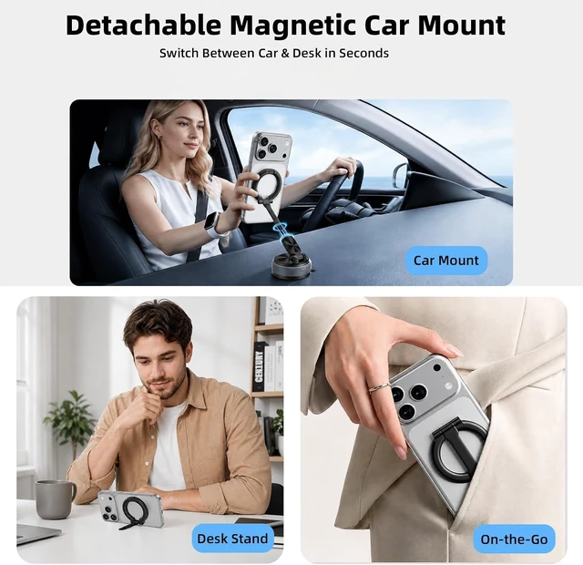 Alt view image 2 of 7 - Magnetic Phone Mount for Car Dashboard Detachable Base Hands-Free Cell Phone Holder 360° Rotatable Universal Vehicle Mount with Strong Adhesive Pad for GPS Navigation and One Hand Operation