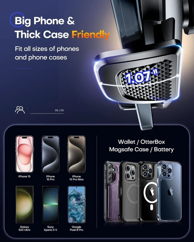 Alt view image 2 of 7 - Car Phone HolderUpgraded Strongest Suction & Clip 3in1 Universal Cell Phone Mount for Dashboard Windshield Air Vent Truck Cradle Stand for iPhone 17 Pro Max 16 15 14 13 12 11 SE