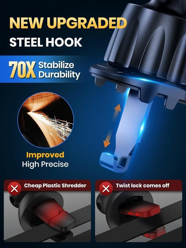 Alt view image 4 of 7 - Car Phone HolderUpgraded Strongest Suction & Clip 3in1 Universal Cell Phone Mount for Dashboard Windshield Air Vent Truck Cradle Stand for iPhone 17 Pro Max 16 15 14 13 12 11 SE