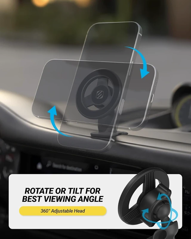 Alt view image 4 of 7 - MagSafe Car Mount Magnetic Dashboard Phone Holder for Car with 3M Adhesive Base Strong Magnet Hold 360° Rotatable Cell Phone Car Mount for iPhone 17/16/15/14/13/12 Includes Magnetic Ring