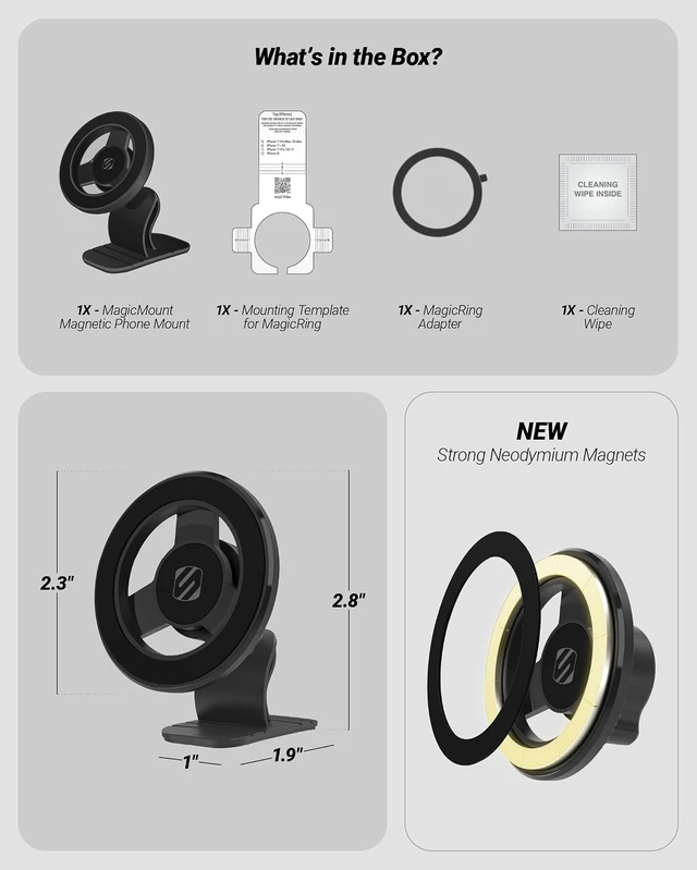 Alt view image 7 of 7 - MagSafe Car Mount Magnetic Dashboard Phone Holder for Car with 3M Adhesive Base Strong Magnet Hold 360° Rotatable Cell Phone Car Mount for iPhone 17/16/15/14/13/12 Includes Magnetic Ring