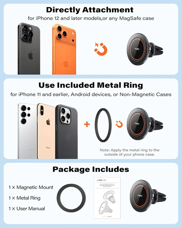Alt view image 7 of 7 - for MagSafe Car Mount One-Piece Magnetic Phone Holder for Car Vent
