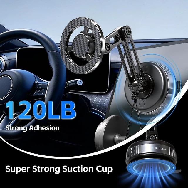 Alt view image 3 of 7 - Car Phone Holder for Magsafe Suction Car Phone Mount 360° Adjustable