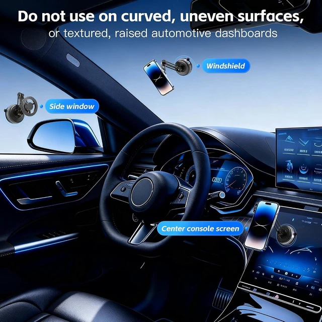 Alt view image 4 of 7 - Car Phone Holder for Magsafe Suction Car Phone Mount 360° Adjustable