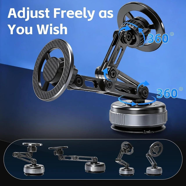 Alt view image 5 of 7 - Car Phone Holder for Magsafe Suction Car Phone Mount 360° Adjustable