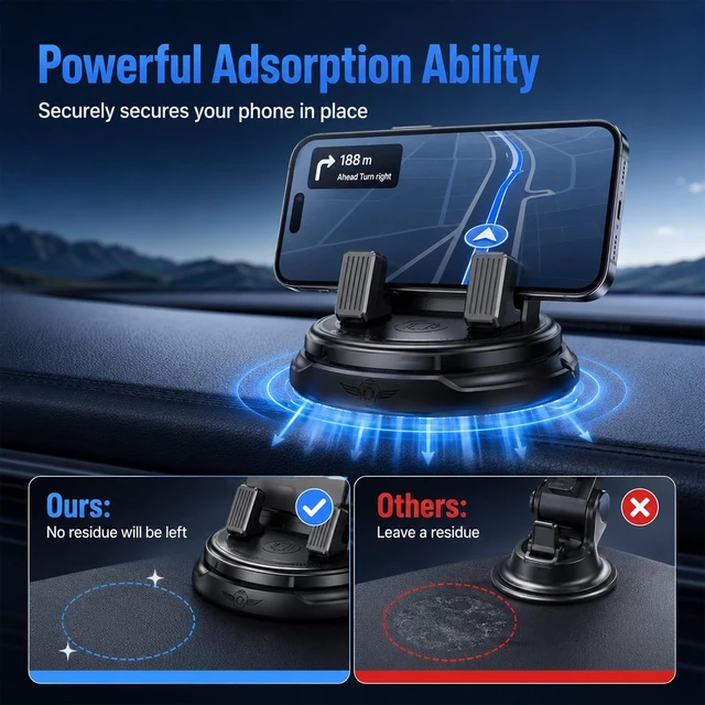 Alt view image 4 of 7 - Car Phone Holder 360 Degree Rotation 2026 New Dashboard Phone Mount with Adjustable Spring Clip for Smartphones