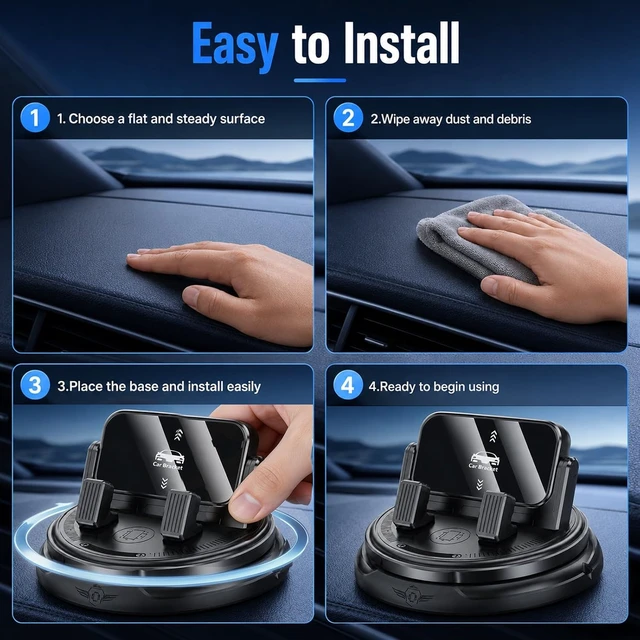 Alt view image 5 of 7 - Car Phone Holder 360 Degree Rotation 2026 New Dashboard Phone Mount with Adjustable Spring Clip for Smartphones