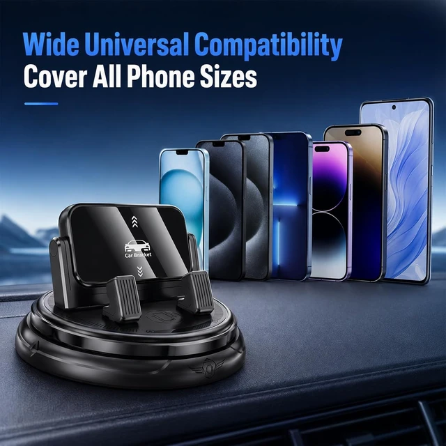 Alt view image 6 of 7 - Car Phone Holder 360 Degree Rotation 2026 New Dashboard Phone Mount with Adjustable Spring Clip for Smartphones