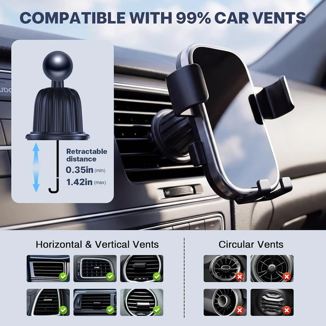 Alt view image 2 of 7 - Car Phone Holder air Vent car Mount Suitable for 4.4-6.8 inches Black